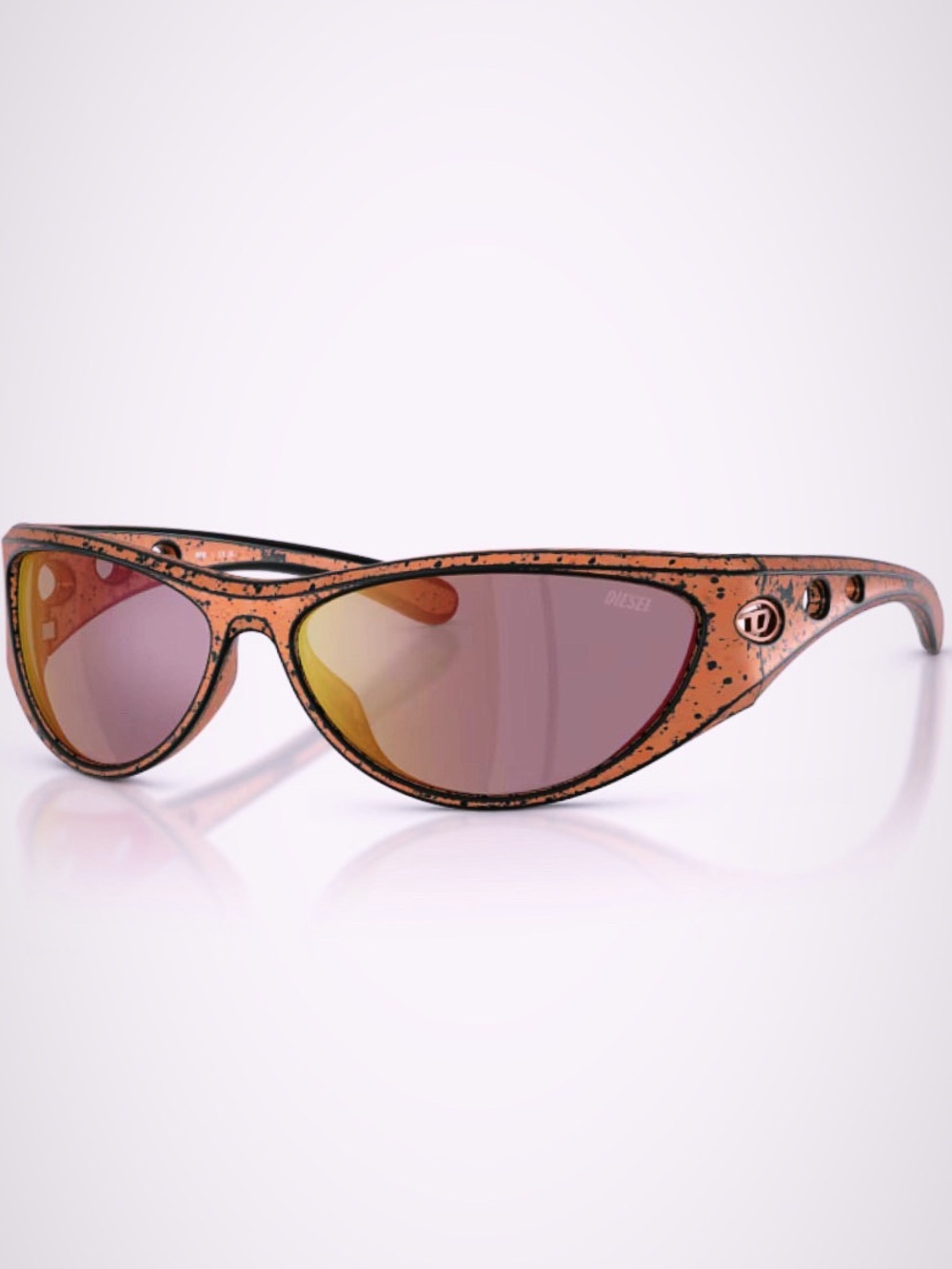 Diesel DL 3012U Rust-Speckled Sunglasses- Mirrored Lenses- w OG Box/Case/Tags